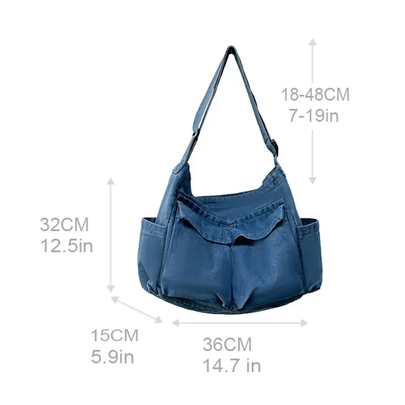Women Denim bag Korean version of literary shoulder bag handbag retro large capacity Messenger women crossbody