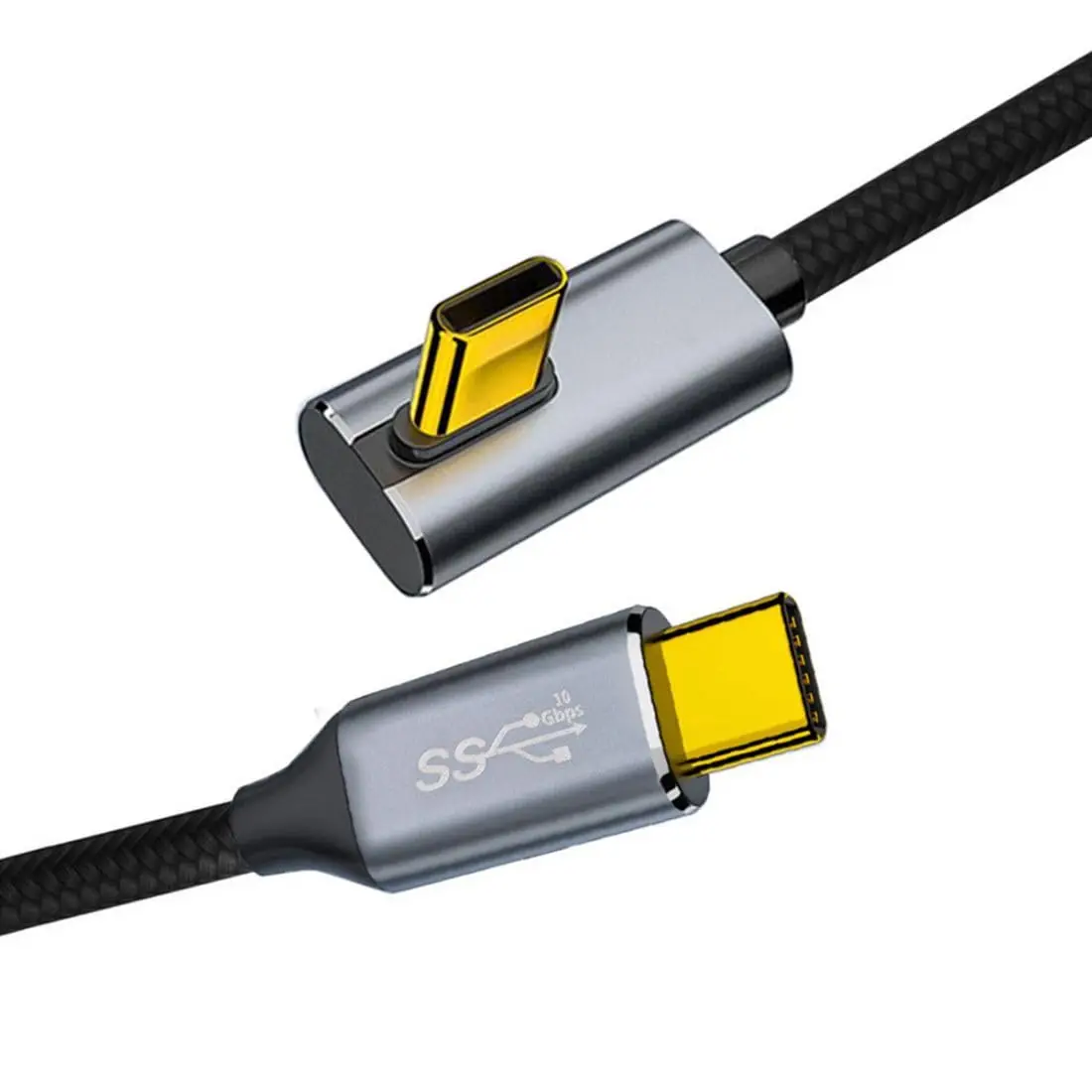 USB C C kablo USB 3.1 tip C 10Gbps 100W veri uzatma kablosu 90 derece düşük profil açılı 1.5M