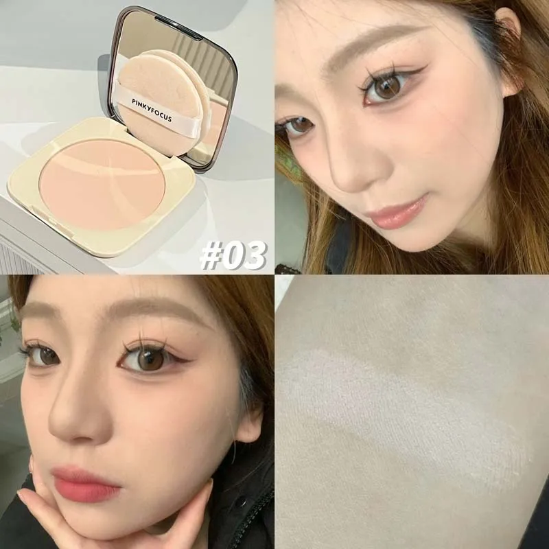 PinkyFocus Light Cloud Soft Facial powder Mist Face Natural Makeup Setting Brightening Waterproof Makeup Holding Honey powder 3