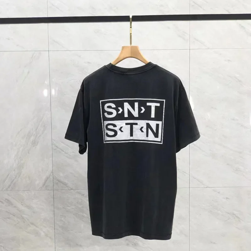 

High Street Cotton Vintage Washed Black Classic Logo Print Saint Michael T Shirt 1:1 Tags Oversized T-Shirt Tee Top
