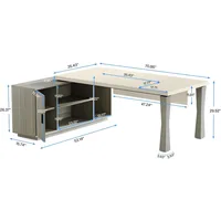 71-Inch Executive Desk, L-Shaped Desk with Cabinet, Large Office Desk with Storage Shelves, Writing Table Desk Business Furnitu 2
