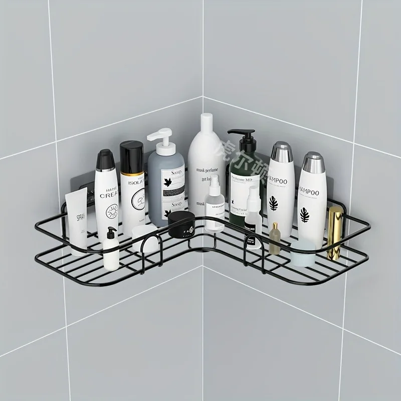 Bathroom Storage Rack Wall-mounted Punch-free Metal Accessories