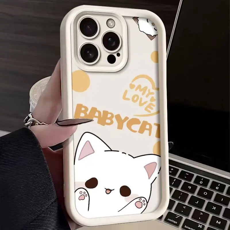 Adorable Candy Matte TPU Cat Design Phone Case