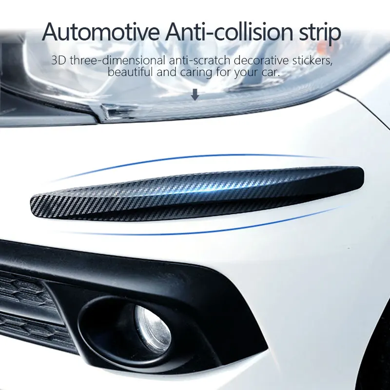 Car Bumper Protector Strip SEAMETAL 2Pcs Anti Scratch Car Edge Stick PVC Carbon Fiber Waterproof Trim Moulding