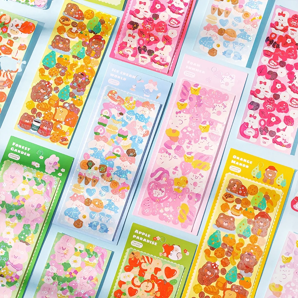 12pcs Family Pet Series Korean Style Cute Kpop Toploader Deco Stickers,hologram,waterproof  Kawaii Cardholder Decoration Gift - Stationery Sticker - AliExpress