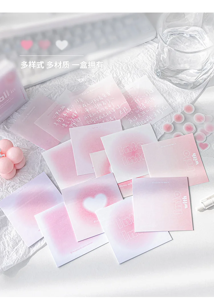 MINKYS 112 Blatt/Box Kawaii Smudge Stained Gradient Note Memo Pads Papier Scrapbooking Journal Material Paperlaria Briefpapier – Detail 6