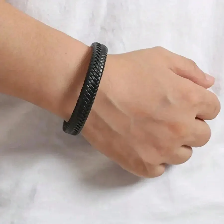 Leather Magnetic Bracelet Men's
