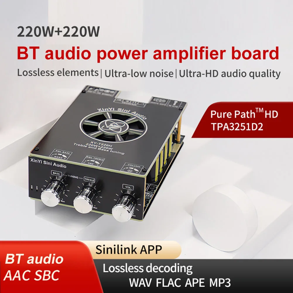 TPA3251 BT 5.2 220W x 2 오디오 앰프 보드 모듈, 스테레오 고음 및 저음 조정, 스테레오 디지털 파워 앰프 보드 모듈