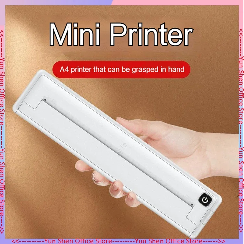 New A4 Wireless Thermal Printer Inkless Pocket Photo Document Printer 1000mah Printing Paper Bluetooth-compatible Easy To Use