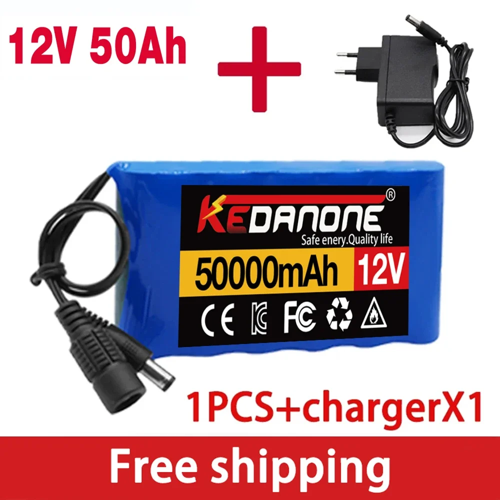 NEW 12V 50000mAh 18650 Li Ion Rechargeable Battery Pack For CCTV Camera 3A Batteey + 12.6V EU US Charger+Free Shopping