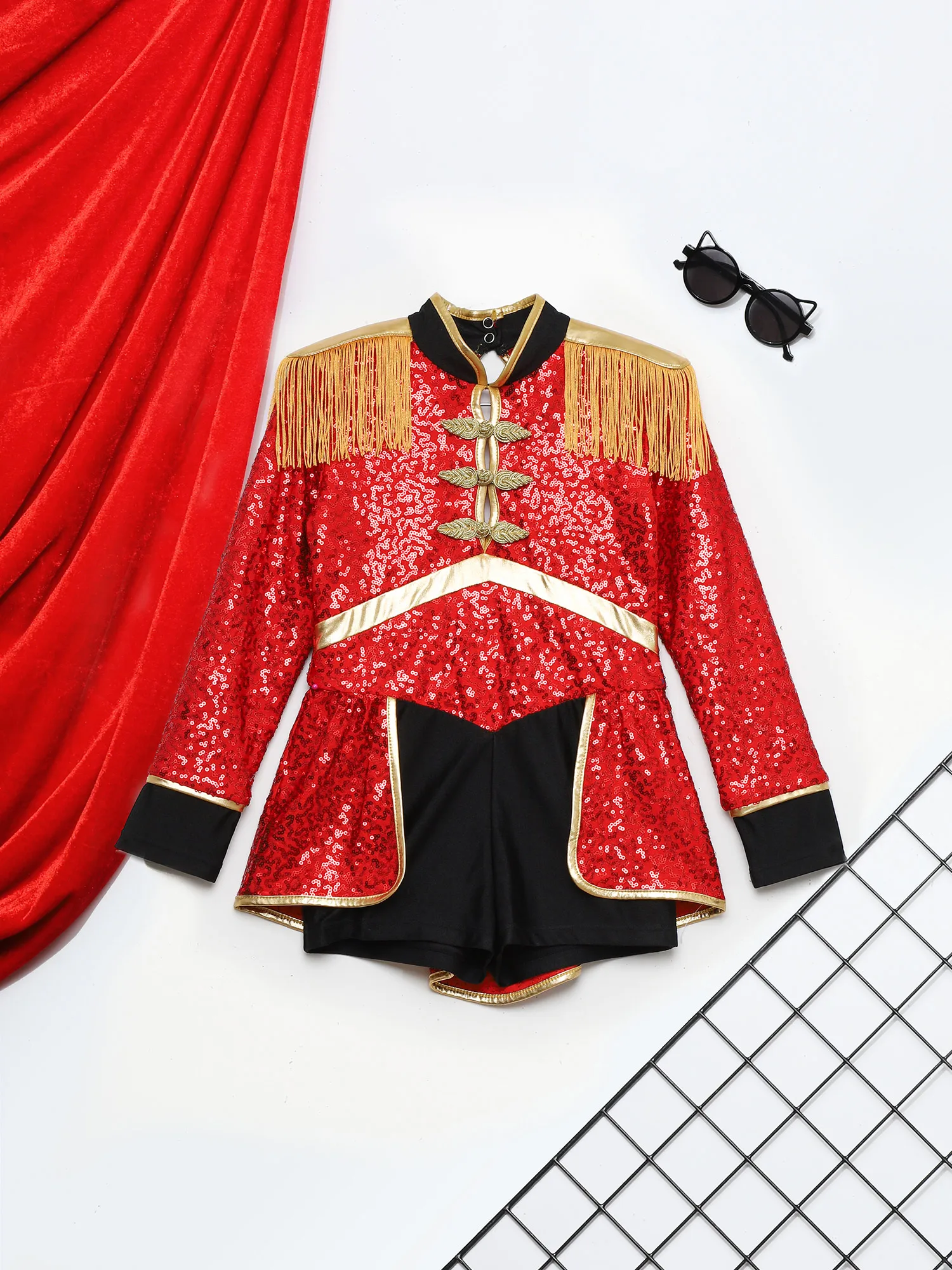 Cosplay Costume Girls Carnival Dress-up Theme Party Sequins Tuxedo Tailcoat Bodysuit