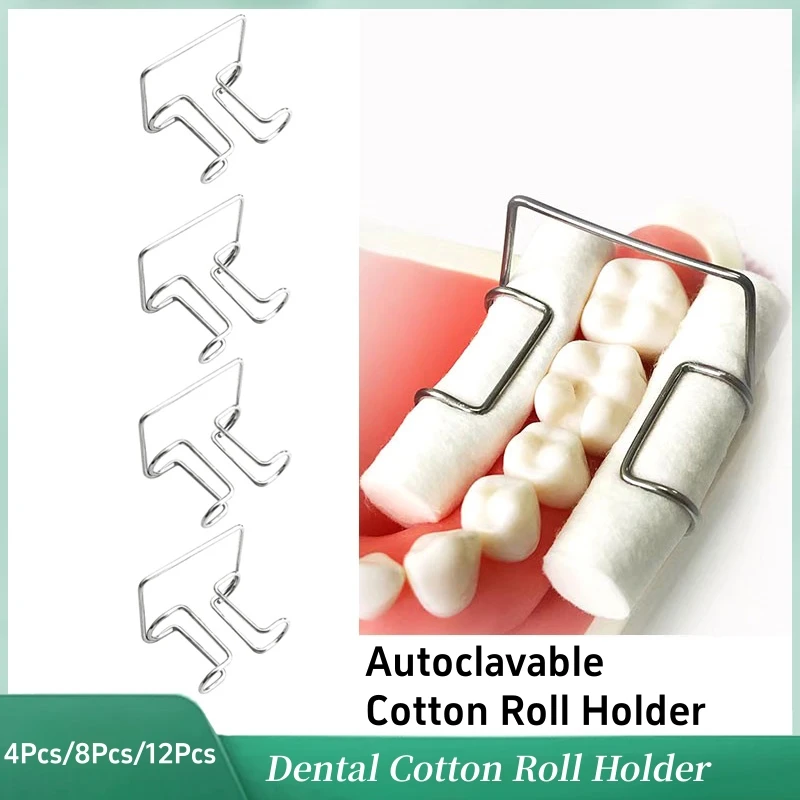 4812PcsDentalCottonRollHolderAutoclavableStainlessSteelCotton