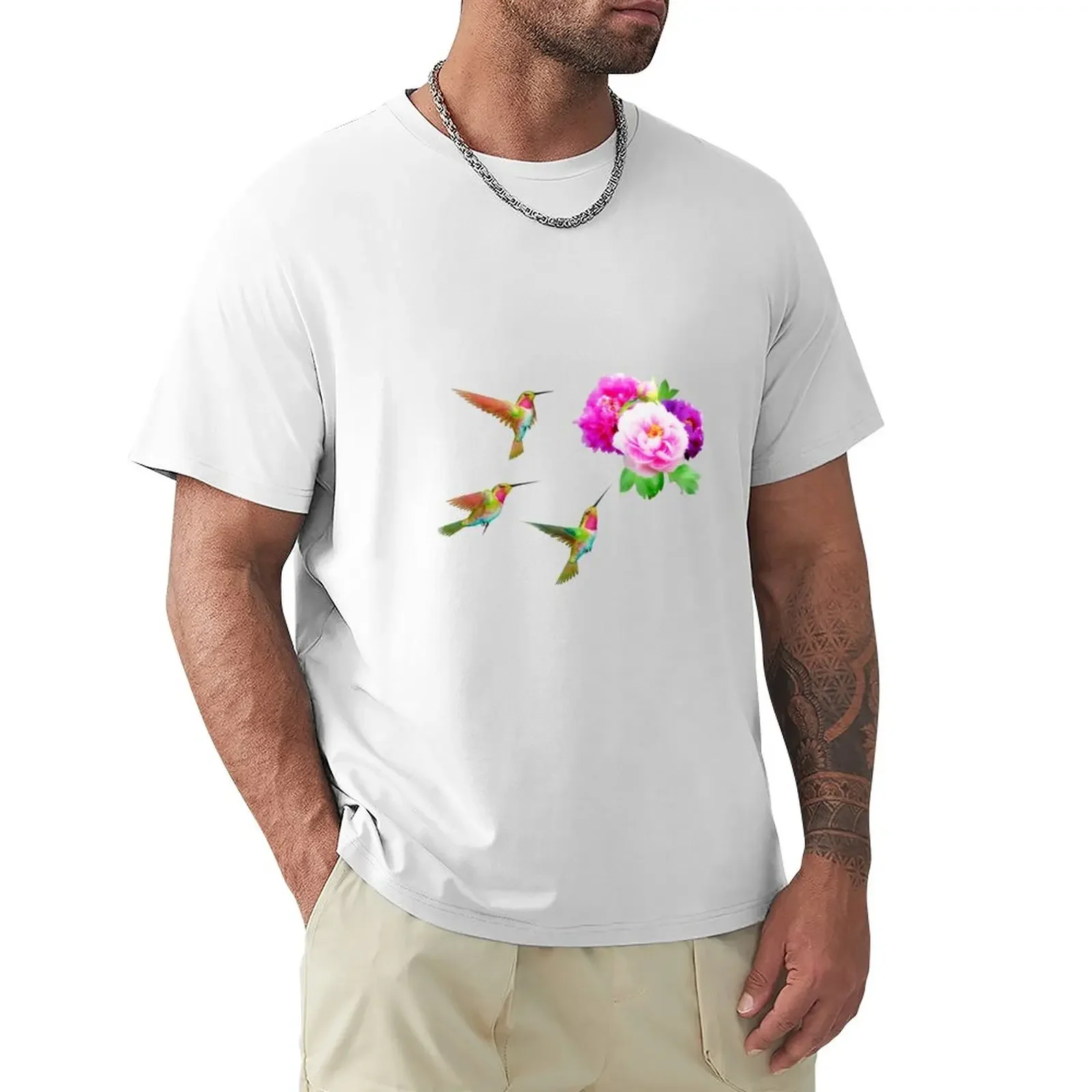 

Paintings of lfeure and birds T-Shirt vintage clothes Short sleeve tee mens t shirts casual stylish