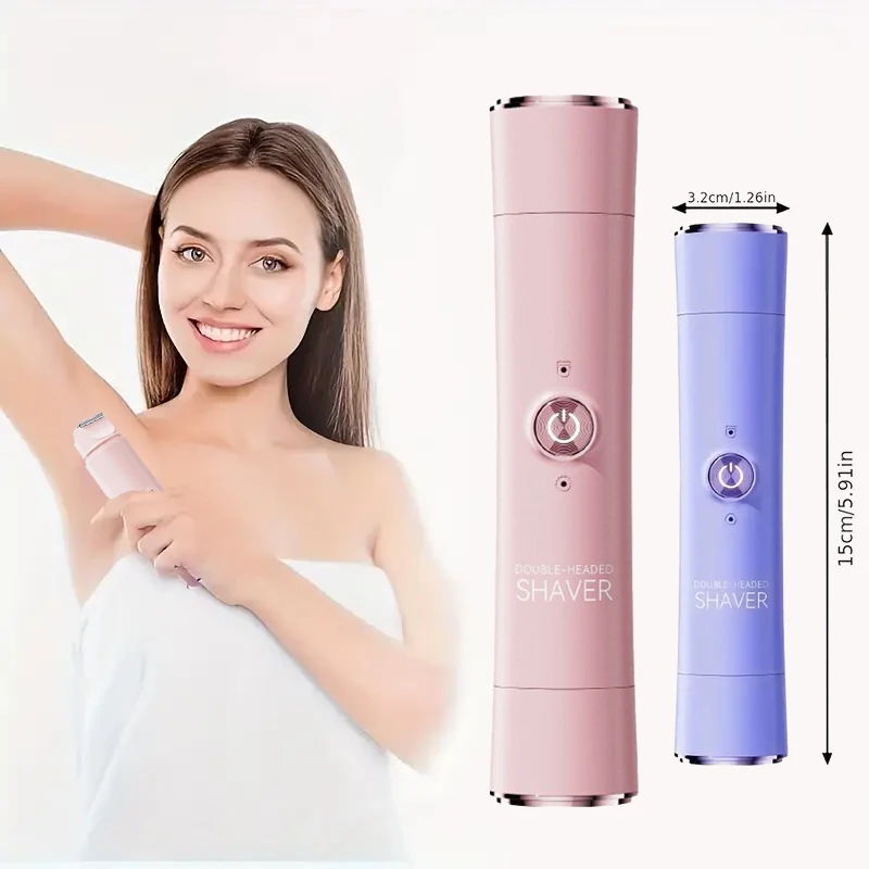 2-in-1 무선 충전식 전기 면도기, 여성용 - 듀얼 헤드 비키니 트리머, 건식 및 습식 사용 모두 가능