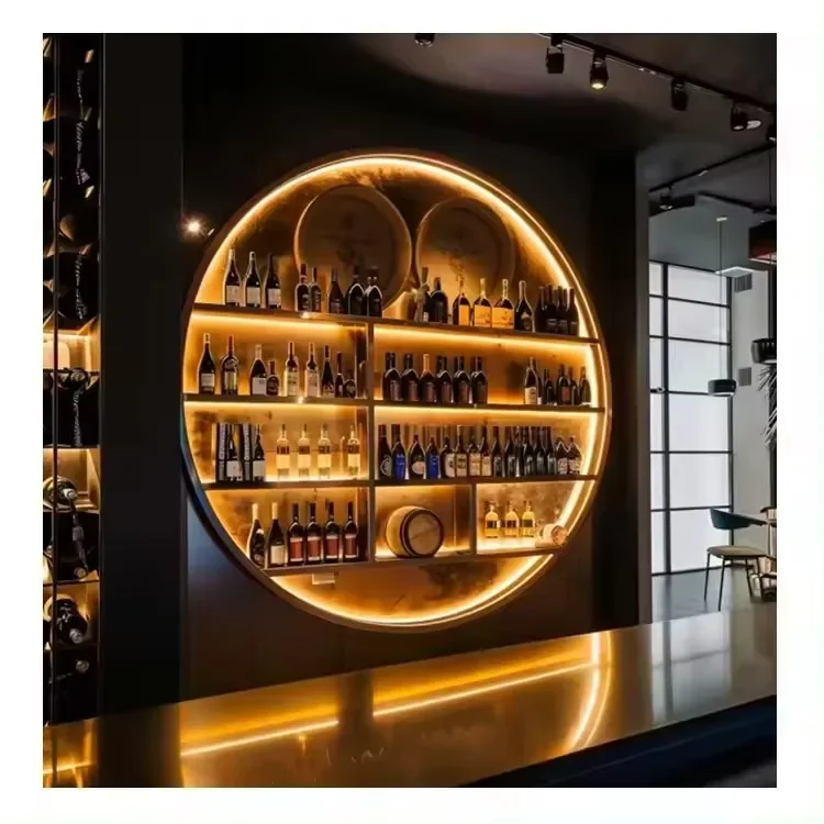 Metal Wine Rack Wine Shelves Commercial Bar Display Shelf Metal Stainless Steel Customized