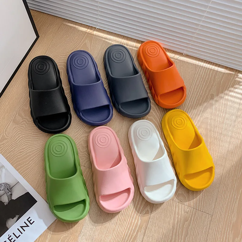 Summer candy color air cushion indoor home slippers women non-slip men's soft soles eva thick couples treading on sandals