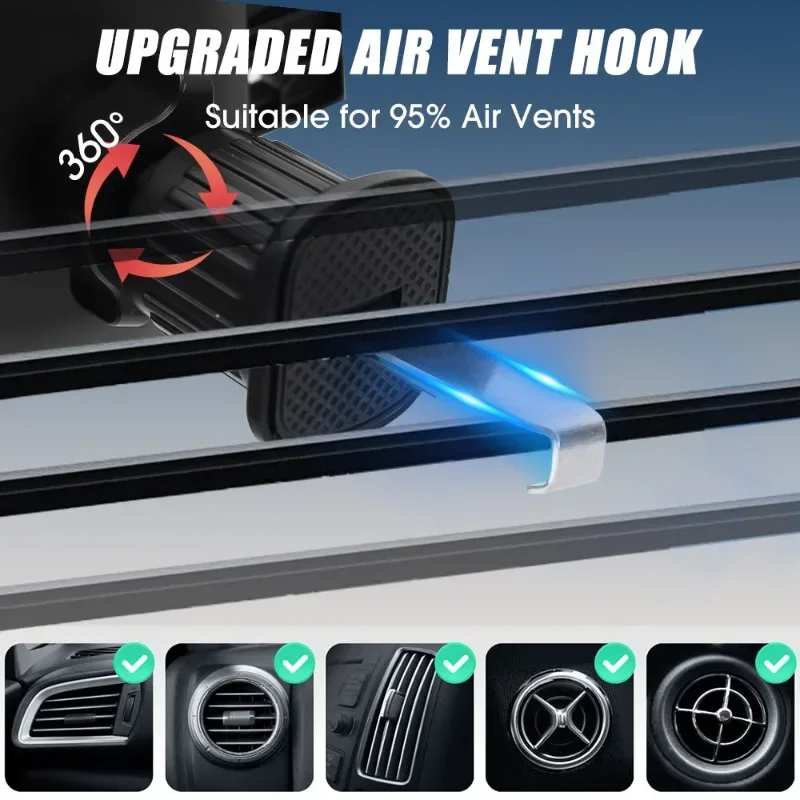 Car Vent GPS Navigation Phone Holder 360&deg; Rotation Universal Spiral Hook Vent Gravity Vehicle Bracket for 4.7-7.2inch Smartphone