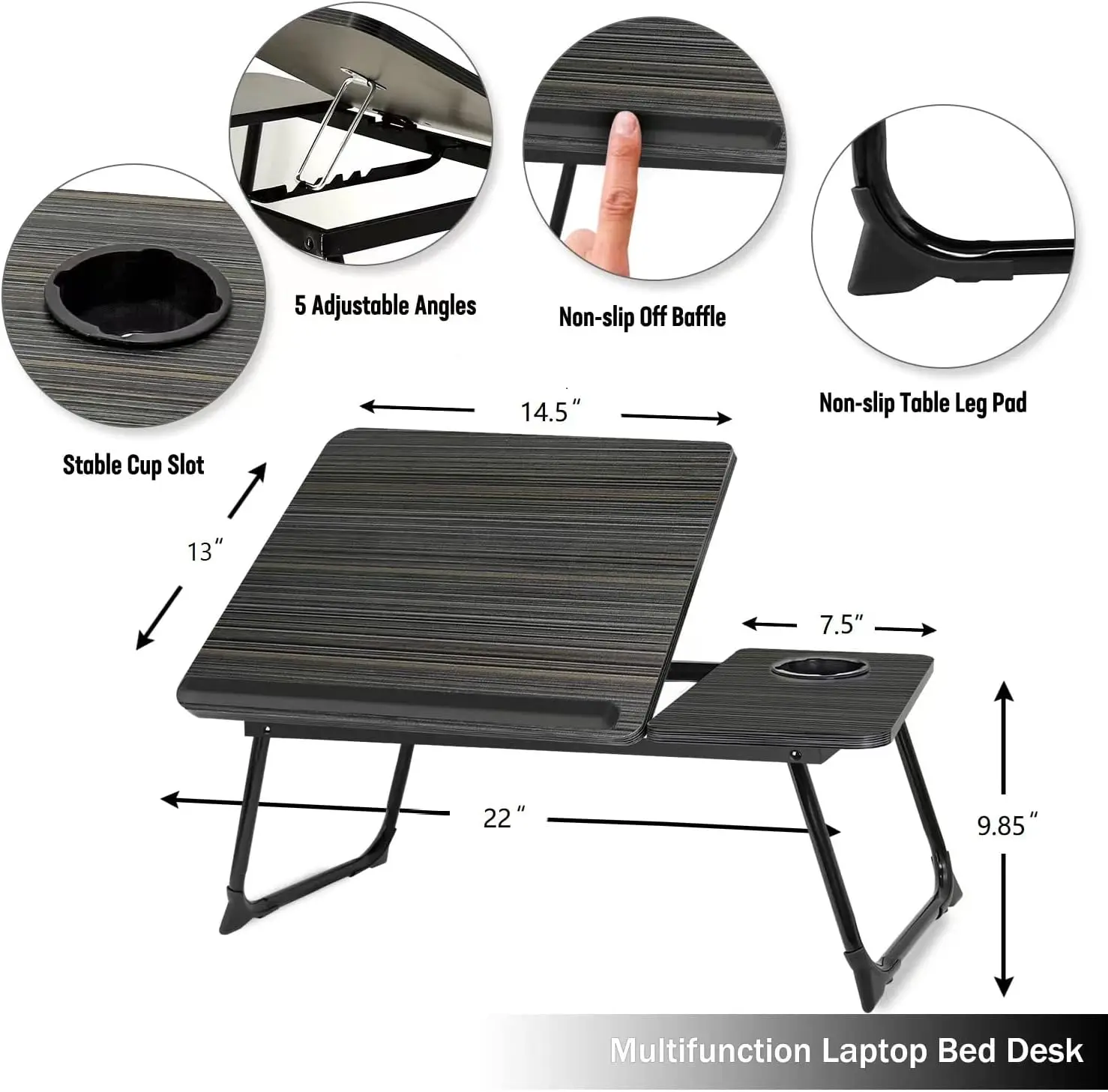 ComfyLap Adjustable Folding Bed Desk – With Cup Holder & Cooling Vents - Image 4