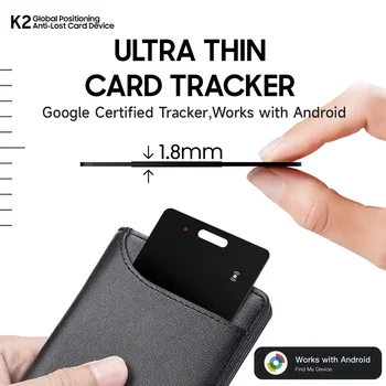 Scheda di localizzazione per portafoglio, rilevatore sottile ricaricabile, funziona con Google Find My (solo Android), localizzatore di oggetti per etichette per bagagli, passaporti
