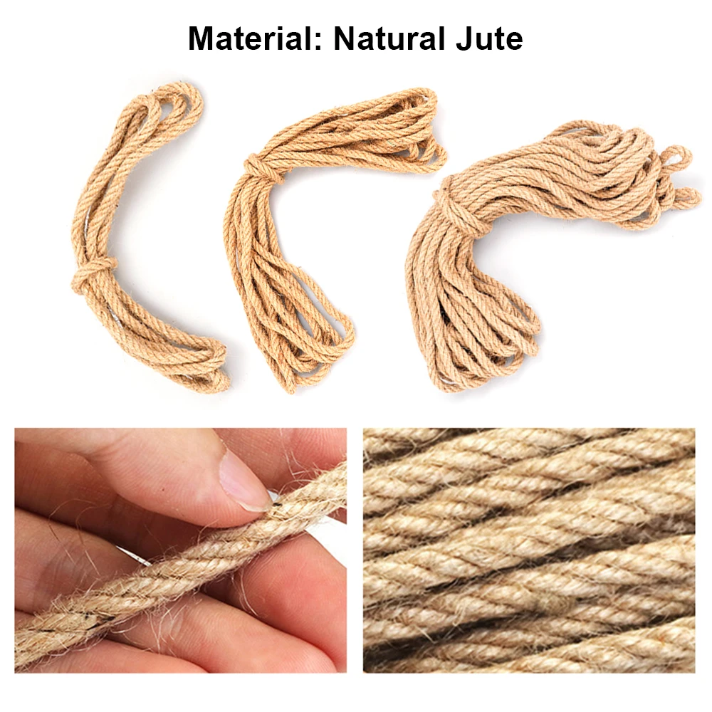 Natural Jute Rope Twine Rolls Hemp 6/8/10mm Twisted Cord String DIY Craft Handmade Decoration Pet Scratching Furniture Protector jute rope