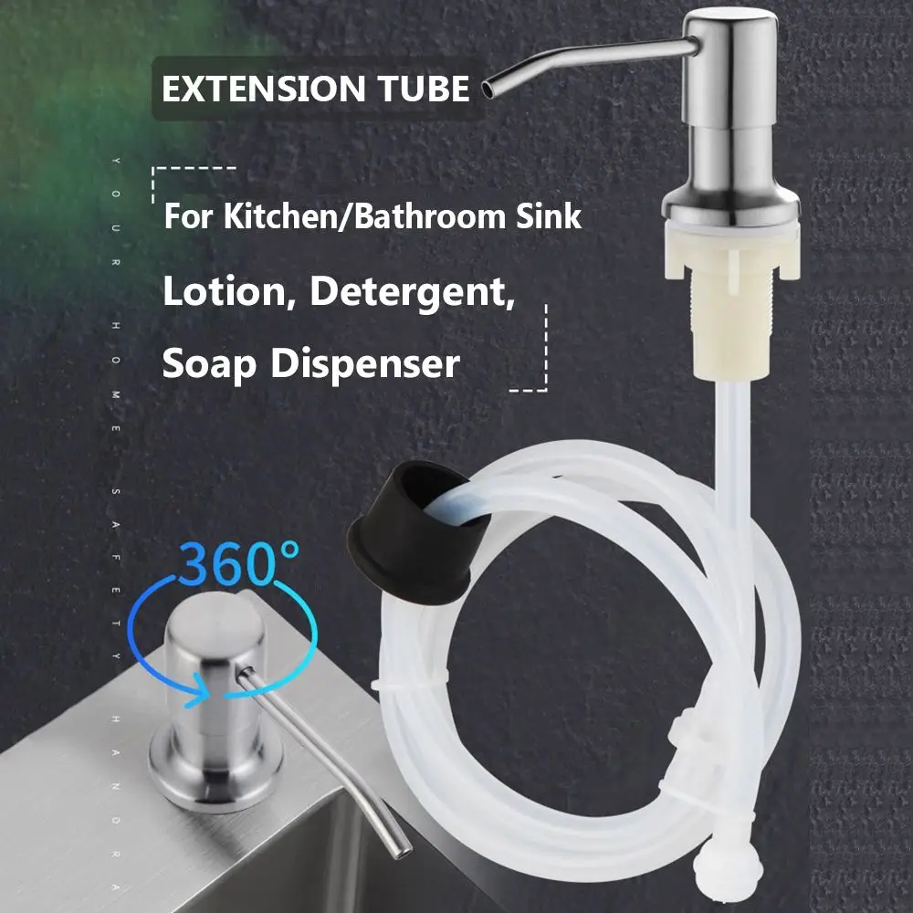 Bathroom Detergent Stainless Steel Extension Tube Soap Dispenser Kitchen Sink Mounted Lotion Dispenser Dishwashing Liquid