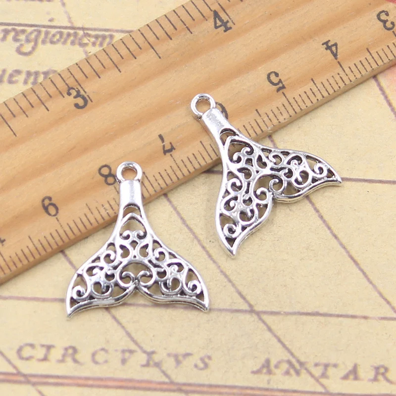 20 Stück Charms Ozean Meer Wal Schwanz 24x21mm Antik Silber Farbe Anhänger Herstellung DIY handgemachte tibetische Schmuck finden