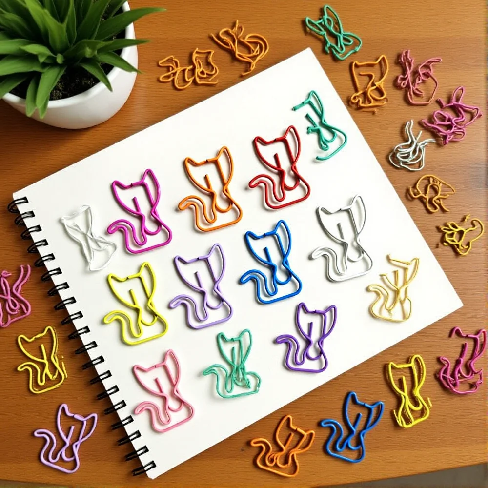 5pcs 사무용품 클립 경량 책갈피 클립 동물 모양의 종이 클립 문서 홈을위한 정교하게 제작 된 금속 종이 클립