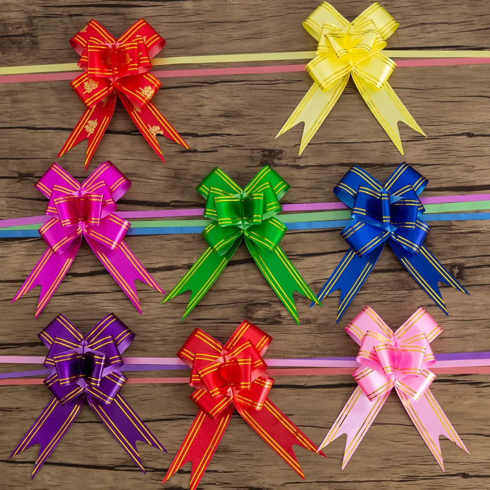 

10 Pcs Solid Color Ribbons Flower Accessories Sequin Gift Wrapping Pull Bow Knot Attractive Ribbon Pull Bow
