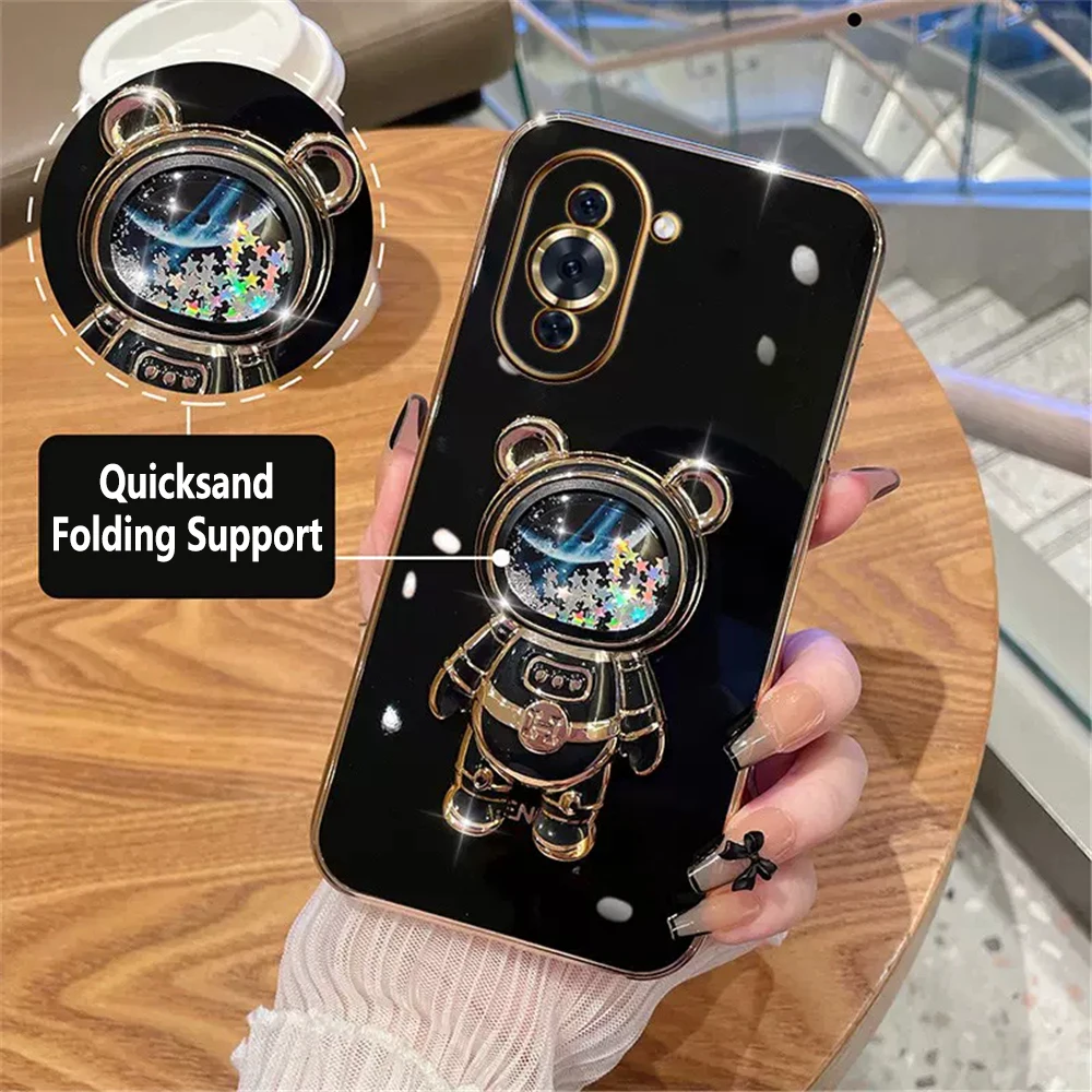 Quicksand Bear Astronaut Plating Kickstand Phone Case