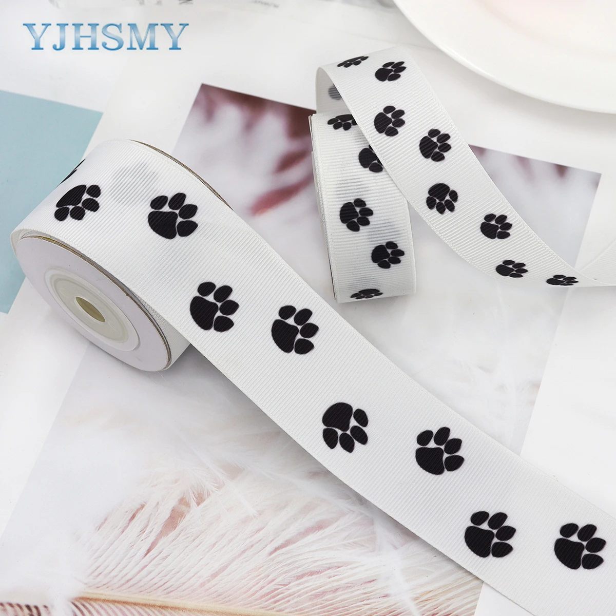 Satin Paw Print Ribbon