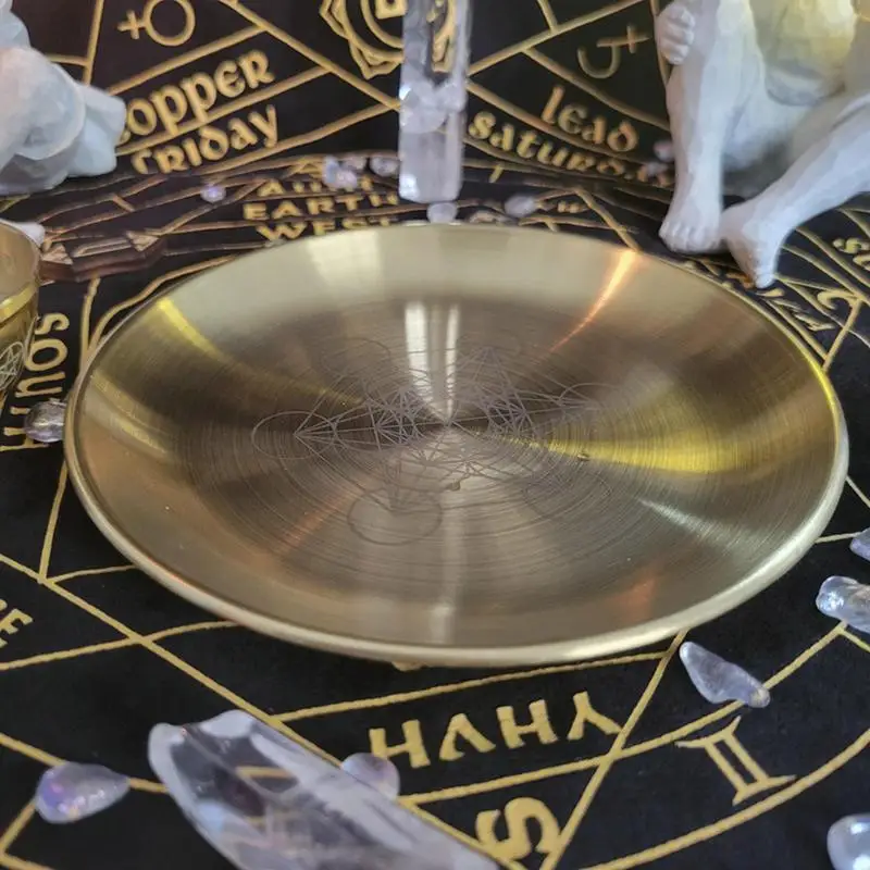 Altar Bowl Witch Candle Holder Plate Candlestick Altar Serving Tray Divination Tools Witch Supplies For Ceremonies Decorations pagan ritual tray