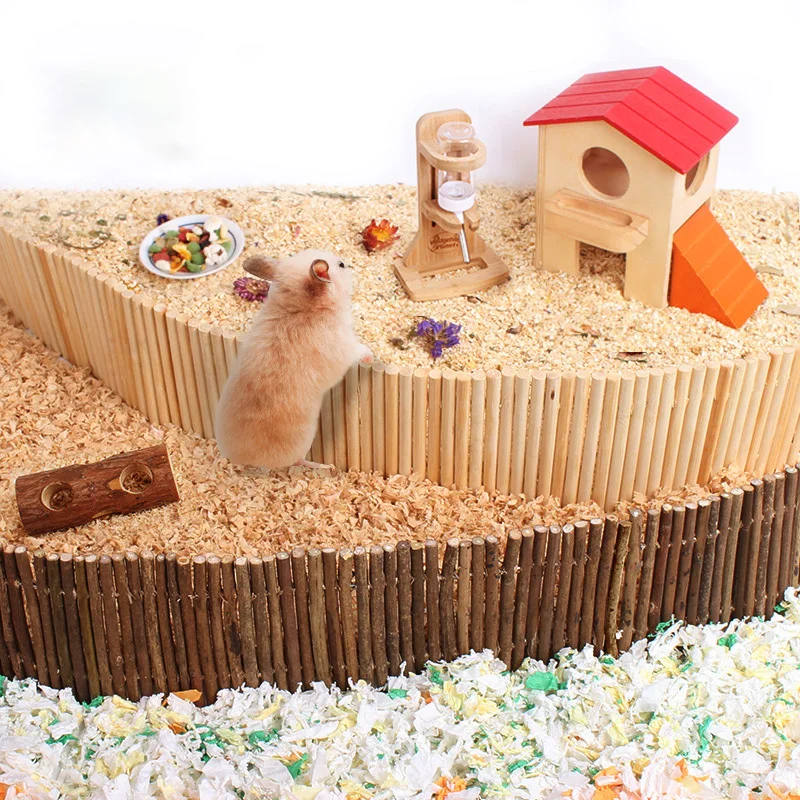 

Complete Set Of Hamster Supplies Cage Swing Toy Free Natural Wooden Arch Bridge Fence Long Ladder Live Animal Landscaping