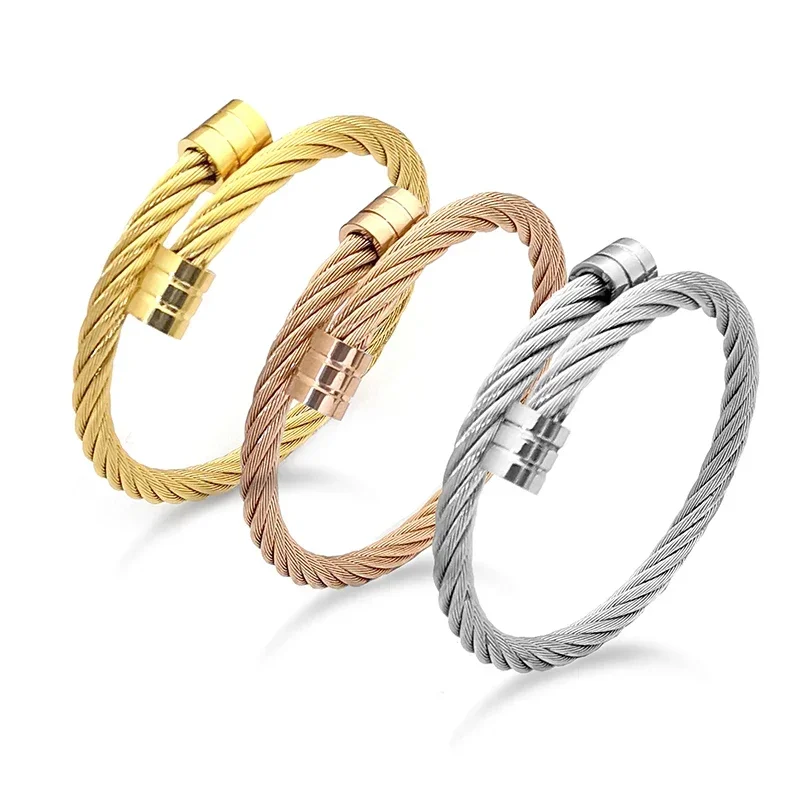 

Женские браслеты из нержавеющей стали, скрученная цепь, женские регулируемые браслеты, очаровательные браслеты Pandora, модные ювелирные изделия