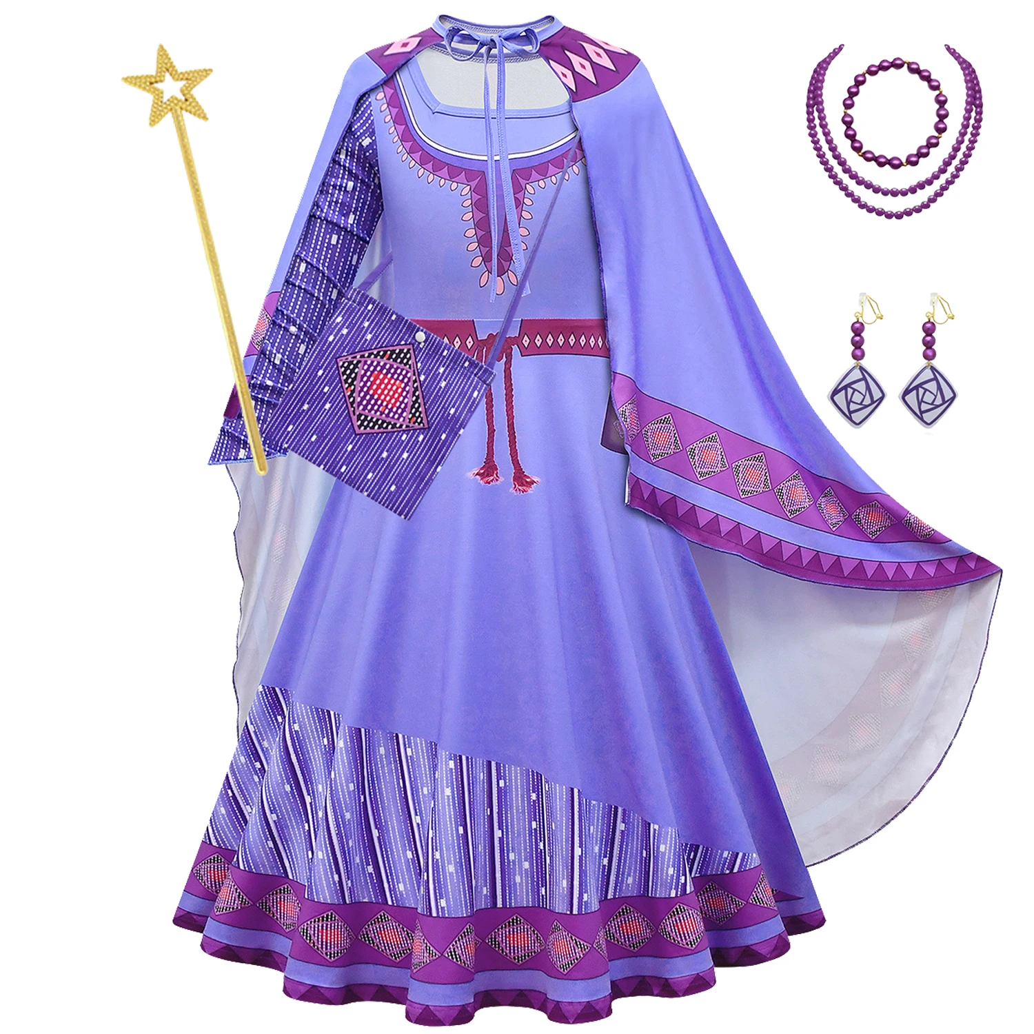 Disney-Wish Asha Cosplay Costume pour filles et garçons, robe de