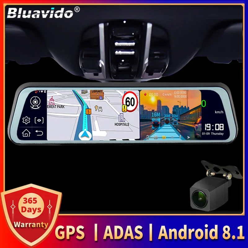 

Bluavido Русский язык 10 "4G Android 8,1 Dashcam gps навигация ADAS Автомобильное зеркало заднего вида камера Full HD 1080P Автомобильный видеорегистратор DVR WiFi BT