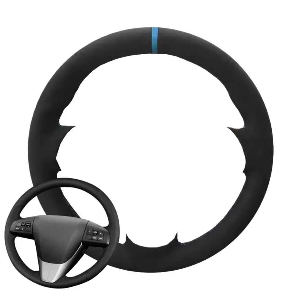 Luxury Black Suede Custom Car Steering Wheel Cover - Premium Auto Interior Accessory