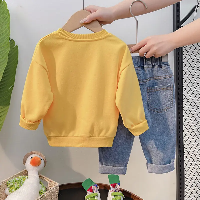 Spring Kids Boys Children Clothing Toddler Tracksuits Clothes Long Sleeve Cartoon T-shirt Jeans Set Cotton Suits 0-5 Years kids clothes