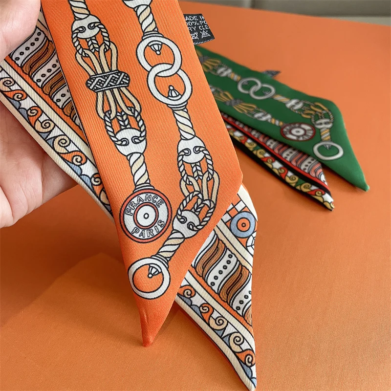 Mode dünne Seide Schal für Frauen Mode Haar bänder Stirnbänder Bandana weibliche Tasche Handgelenk Wrap Halstuch Foulard Krawatten – Detail 7