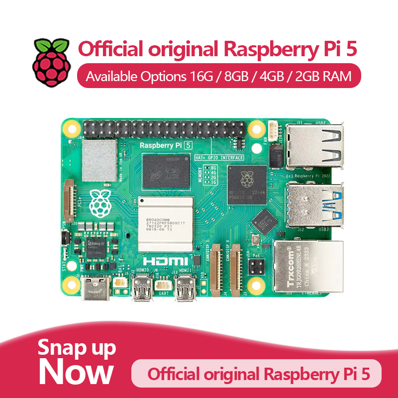 Official Original Raspberry Pi 5 Cortex-A76 Linux 2GB 4GB 8GB 16GB Arm Board Python programlama PCIe Gigabit Ethernet USB3.0