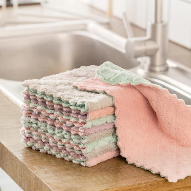 1/2/4 Pcs Kitchen Towel Kitchen Cleaning Cloth Coral Fleece Dishcloth Super  Absorbent Washing Pad Wet and Dry Daily Use Home - AliExpress