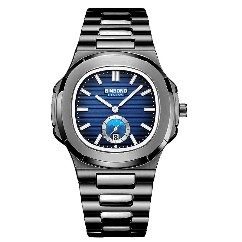 BINBOND Luxury Luminous Stainless Steel Men's Quartz Watch - Waterproof and Stylish