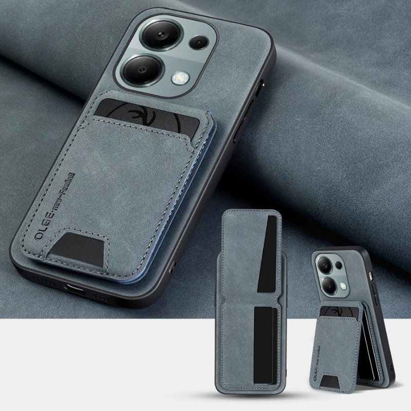 Sleek Leather Wallet Phone Case with Card Slot Bracket