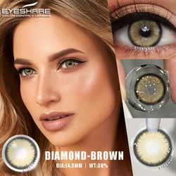 EYESHARE Fashion Blue Contact Lenses - Natural Color Enhancement, 2PCS Pack (DIAMOND- BROWN)