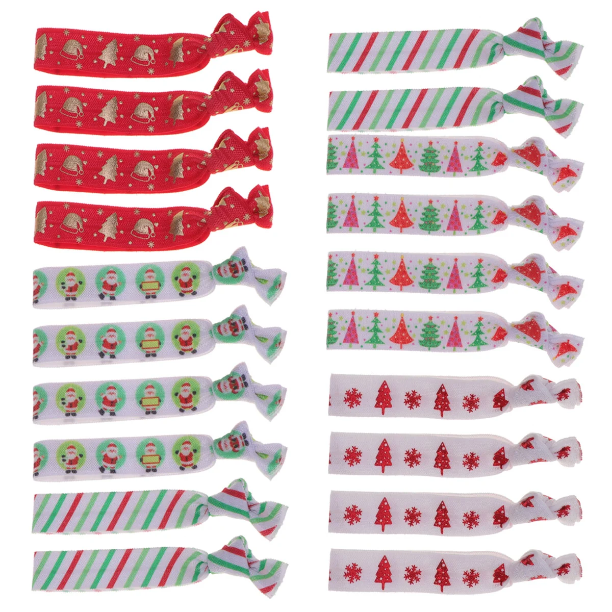 

20Pcs Christmas Hair Tie, Elastic Crease Ribbon Ouchless Ponytail Hand Knotted Fold Headbands for Girl