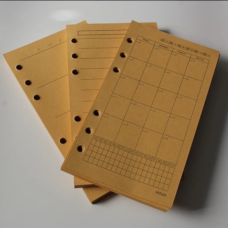 A5 A6 Loose-leaf Refill Inner Page Kcraft Weekly Monthy Line Blank Inner Page Inside Paper 40Sheet Notebook Refill Paper Refill Binder