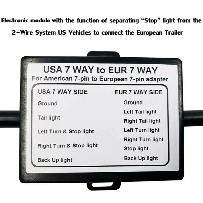 2PCS USA To EU Trailer Light Converter US 7-Way Blade Socket To EU 7-Pin Round Plug