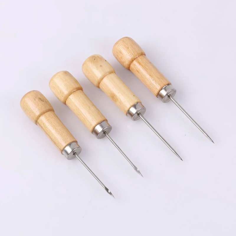 DIY 가죽 텐트용 나무 손잡이 송곳, 바느질 송곳, 신발 수리 도구, 핸드 스티처, 공예 송곳, 펀치 구멍 도구