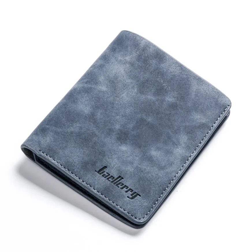 Baellerry Men's Slim Vintage Nubuck Leather Wallet - Thin Designer Purse & ID Credit Card Holder