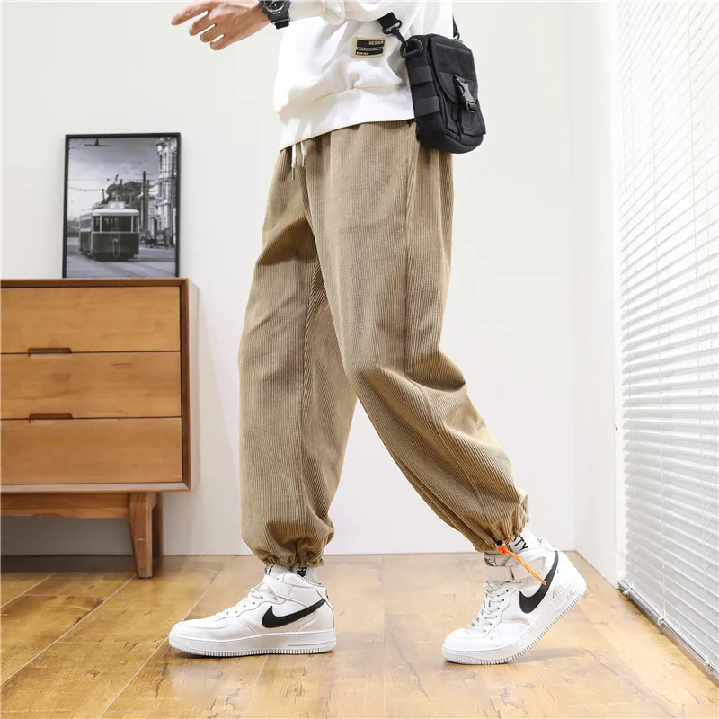 Corduroy Trousers Men'S Loose Straight Leg Trousers In Winter Men'S Sports Casual Trousers Drawstring Leggings