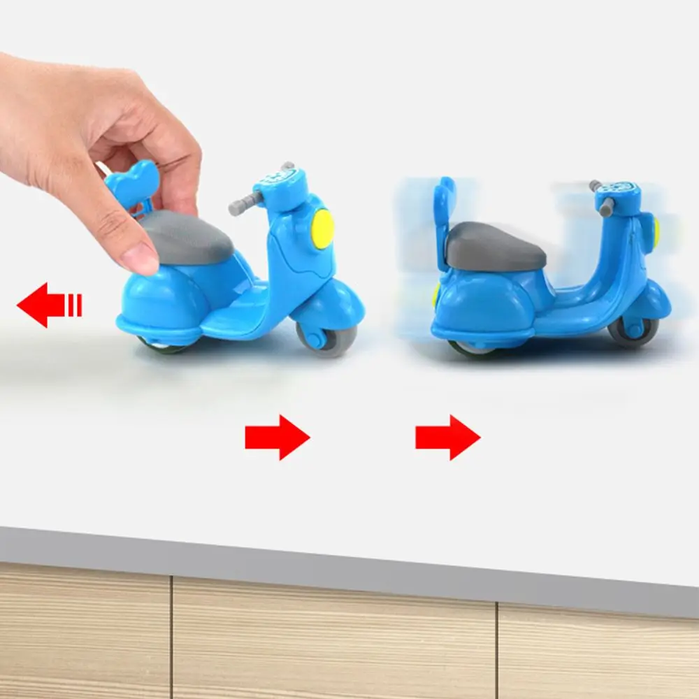 Berry Color Motorcycle 1/12 Cartoon Q Pull Back Car Forest Family Dollhouse Miniature Furniture Playhouse For Girl Toy Gifts 5